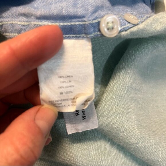 J. Crew Baird McNutt Irish Linen Slim Fit Colourblock Button Down Shirt, M - Picture 7 of 10